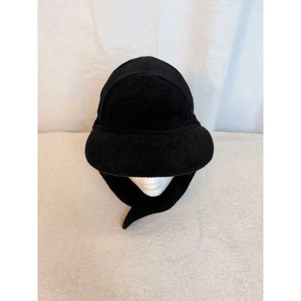 Black Fleece Trapper Hat Ear Flaps Baseball Cap Style Winter Warm Mens Hat
